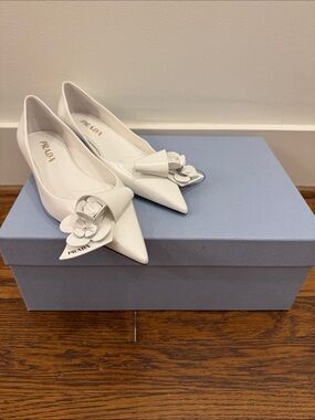 Prada White Pointed Flats